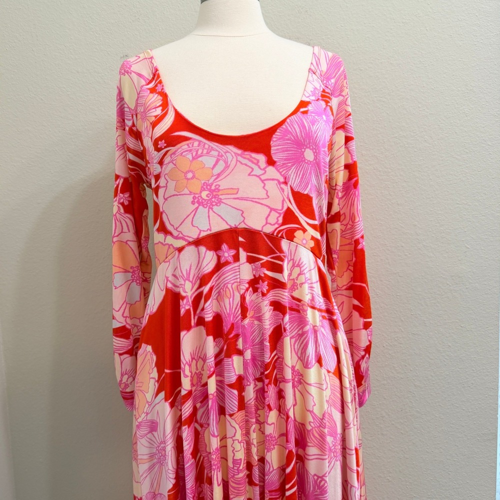 Free People First Date Jersey Maxi Dress XL Pockets Cherry Combo Bloomcore Pink - Picture 5 of 14